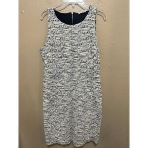 LOFT Tweed Sheath Dress Black White Sleeveless Zipper Back Women's‎ Size 6